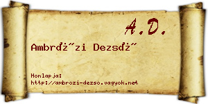Ambrózi Dezső névjegykártya